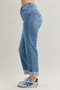 Judy Blue High Waist Bf Criss-cross Mild Destroy Jeans with Single Cuff