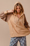 BiBi Half Zip French Terry Hoodie with Kint Sleeves