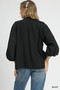 Umgee Textured V-Neck Blouse with Balloon Sleeves