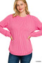 Zenana Full Size Raised Rib Round Neck Long Sleeve Top Plus Size