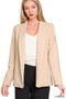 Zenana Woven Long Sleeve Blazer With Lining