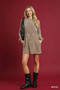 Umgee Velour Drawstring Mini Dress with Long Sleeves