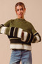 SO ME Multi Color Striped Mock Neck Sweater