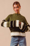 SO ME Multi Color Striped Mock Neck Sweater