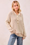 BiBi Half Button Ribbed Two Tone Sweater