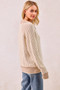 BiBi Half Button Ribbed Two Tone Sweater