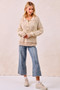 BiBi Half Button Ribbed Two Tone Sweater