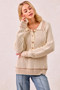BiBi Half Button Ribbed Two Tone Sweater