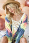 BiBi Tie Dye Deep V-Neck Top with Lace Up Front