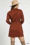 Umgee Drawstring Cable Knit Mini Dress with Pockets