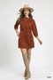Umgee Drawstring Cable Knit Mini Dress with Pockets