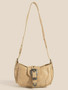 Fame Western Buckle Accent Multi Panel Shoulder Bag