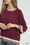 Umgee Scalloped Hem Color Block Top