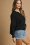 Umgee Linen Long Sleeves Elastic Hem Blouse