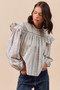 SO ME Floral Cotton Print Ruffled Long Sleeve Blouse