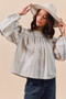 SO ME Floral Cotton Print Ruffled Long Sleeve Blouse