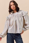 SO ME Floral Cotton Print Ruffled Long Sleeve Blouse