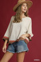 Umgee Scalloped Hem Color Block Top