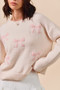 SO ME Embroidered Ribbon Round Neck Sweater