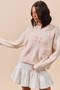 SO ME Embroidered Ribbon Round Neck Sweater