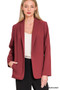 Zenana Woven Long Sleeve Blazer With Lining