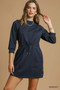 Umgee Drawstring Cable Knit Mini Dress with Pockets