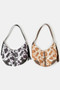 Fame Cow Print Hobo Shoulder Bag with Studded Details