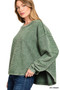 Zenana Acid Washed Exposed-Seam Sweatshirt