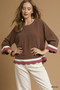 Umgee Scalloped Hem Color Block Top
