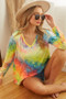 BiBi Tie Dye Long Sleeve V-Neck T-Shirt