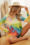 BiBi Tie Dye Long Sleeve V-Neck T-Shirt