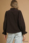 Umgee Corduroy Ruffle Shirt with Long Puff Sleeves