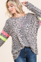 BiBi Leopard Thermal Top with Contrast Color Block
