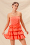SO ME Strapless Ruffle Layered Game Day Cheer Up Dress