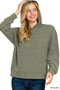 Zenana Ribbed Long Sleeve Hoodie
