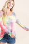 BiBi Tie Dye Print Low Gauge Knit Top