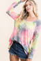 BiBi Tie Dye Print Low Gauge Knit Top