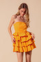 SO ME Strapless Ruffle Layered Game Day Cheer Up Dress