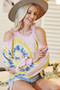 BiBi Tie Dye Print Terry Top with Cold Shoulder Detail