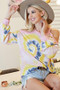 BiBi Tie Dye Print Terry Top with Cold Shoulder Detail