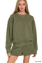 Zenana Fleece Long Sleeve Sweatshirts & Shorts Set