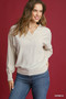 Umgee Linen Long Sleeves Elastic Hem Blouse