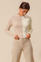 SO ME Color Block Fitted Crop Sweater Top
