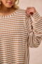 BiBi Open Seam Detail Textured Stripe Knit Top