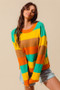 SO ME Multi Color Stripe Sweater with Ribbed Detail
