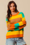 SO ME Multi Color Stripe Sweater with Ribbed Detail