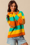 SO ME Multi Color Stripe Sweater with Ribbed Detail