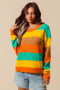 SO ME Multi Color Stripe Sweater with Ribbed Detail