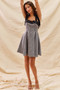 SO ME Houndstooth Fit Flare Mini Dress with Shoulder Tie