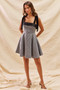 SO ME Houndstooth Fit Flare Mini Dress with Shoulder Tie